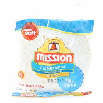 Mission, carb balance, flour tortillas soft taco - 0073731071090
