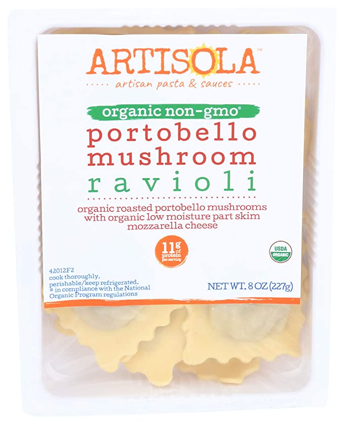  Artisola Pasta, Organic Portobello Mushroom Ravioli, 8 oz  - 073872746130