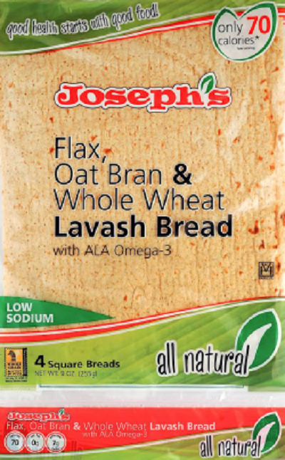 JOSEPHS: All Natural Flax, Oatbran and Whole Wheat Lavash Bread, 9 oz - 0074117882026