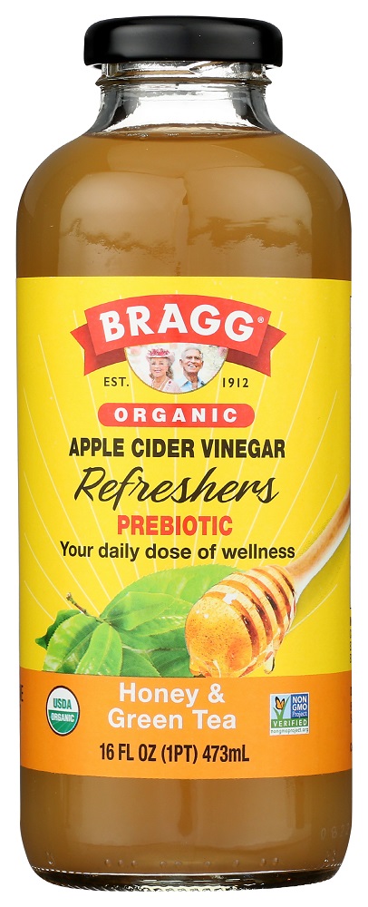 BRAGG: Organic Honey & Green Tea Apple Cider Vinegar Refreshers, 16 oz - 0074305050169