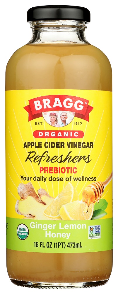 BRAGG: Organic Ginger Lemon Honey Apple Cider Vinegar Refreshers, 16 oz - 0074305051166