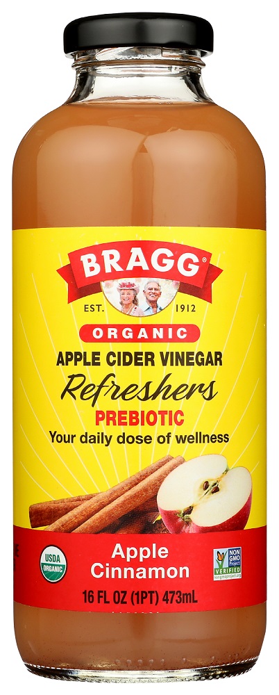 BRAGG: Organic Apple Cinnamon Apple Cider Vinegar Refreshers, 16 oz - 0074305052163