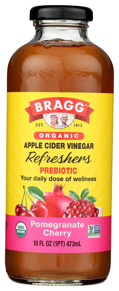 BRAGG: Organic Pomegranate Cherry Apple Cider Vinegar Refreshers, 16 oz - 0074305056161