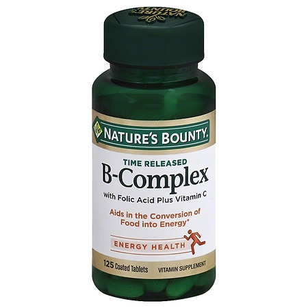 Nature s Bounty Vitamin B Complex Folic Acid Plus Vitamin C Tablets 125 Ct - 074312005305