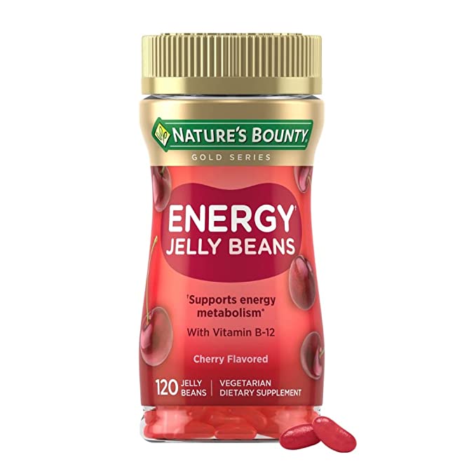  Nature's Bounty Jelly Beans with B-12 for Energy Metabolism, Cherry, 120 Count  - 074312010903