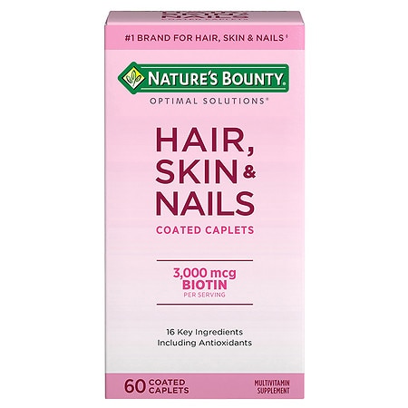 Nature s Bounty Hair Skin and Nail Vitamins With Biotin Caplets 60 Ct - 074312075803