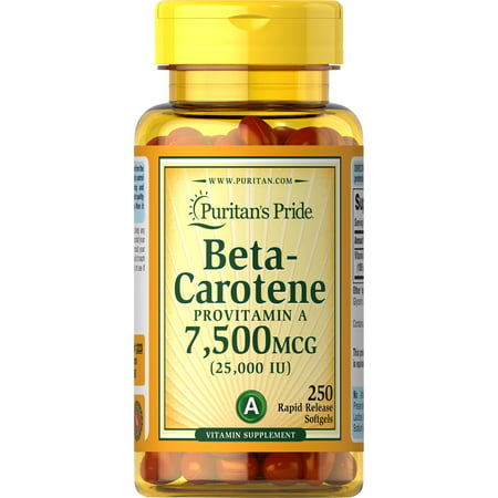 Puritan's Pride Beta-Carotene Provitamin A Softgels, 25,000 IU, 250 Ct - 074312112232