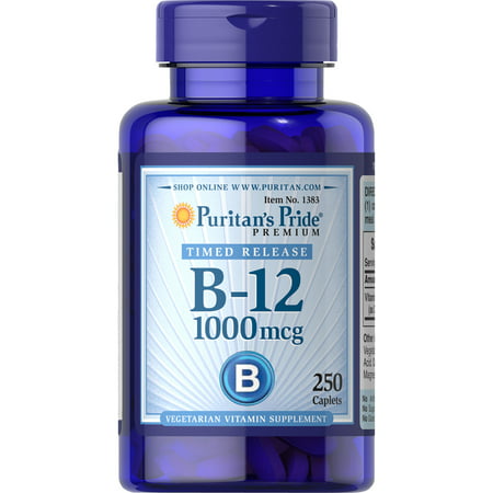 Puritan s Pride Vitamin B-12 1000 mcg Timed Release-250 Caplets - 074312113833