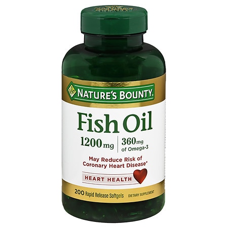 Nature's Bounty Fish Oil, Supports Heart Health, 1200 Mg, Rapid Release Softgels, 200 Ct (B000NPYY04) - 074312131028