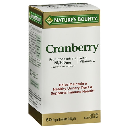 Nature s Bounty Cranberry with Vitamin C Dietary Supplement Softgels 25 200 Mg 60 Ct - 074312137945