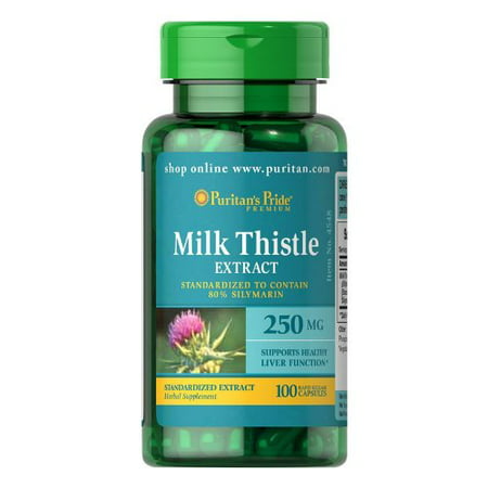Puritans Pride Milk Thistle Standardized 250 Mg Silymarin Capsules 100 Count - 074312145483