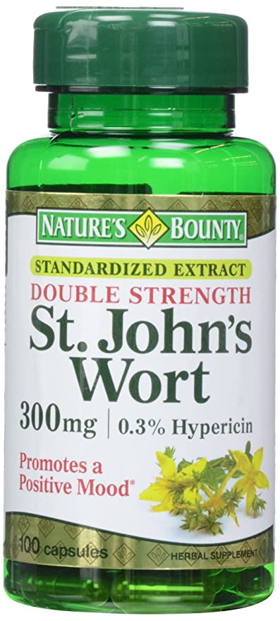  Nature's Bounty St. John's Wort Pills and Herbal Health Supplement, 300mg, 100 Capsules  - 074312365515