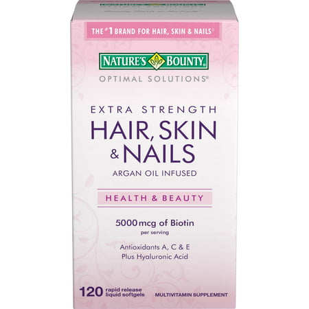 Nature's Bounty Biotin, Hair Skin and Nail Vitamins, Softgels, 90 Ct - 074312590955