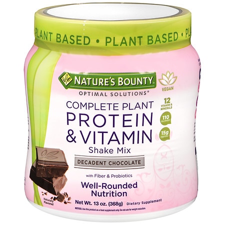 Nature's Bounty Optimal Solutions Complete Plant Protein & Vitamin Vanilla Shake Mix - 074312791475