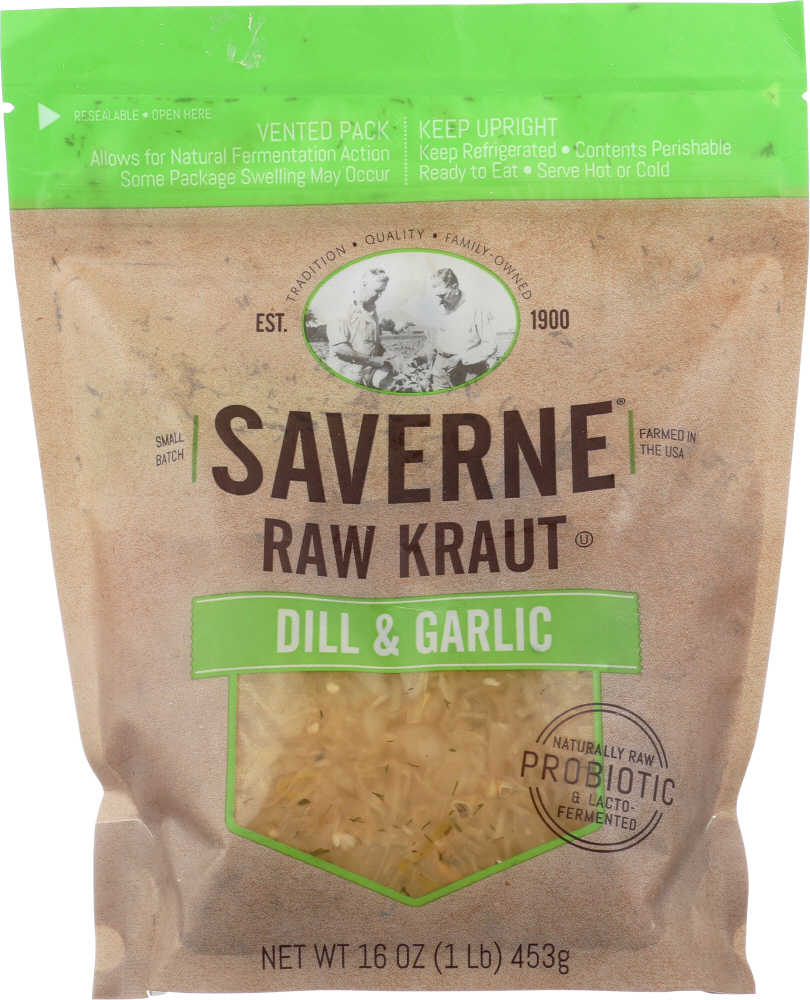 SAVERNE: Kraut Raw Natural Dill Garlic, 16 oz - 0074329300042