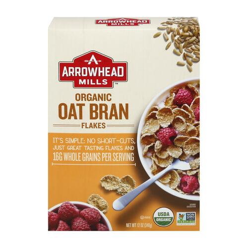 ARROWHEAD MILLS: Organic Oat Bran Flakes, 12 oz - 0074333374909