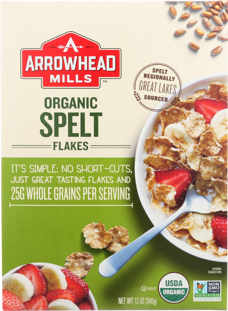 ARROWHEAD MILLS: Organic Spelt Flakes Whole Grain, 12 oz - 0074333374992