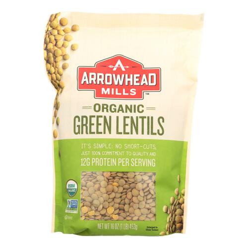 ARROWHEAD MILLS: Organic Green Lentils, 16 Oz - 0074333476245