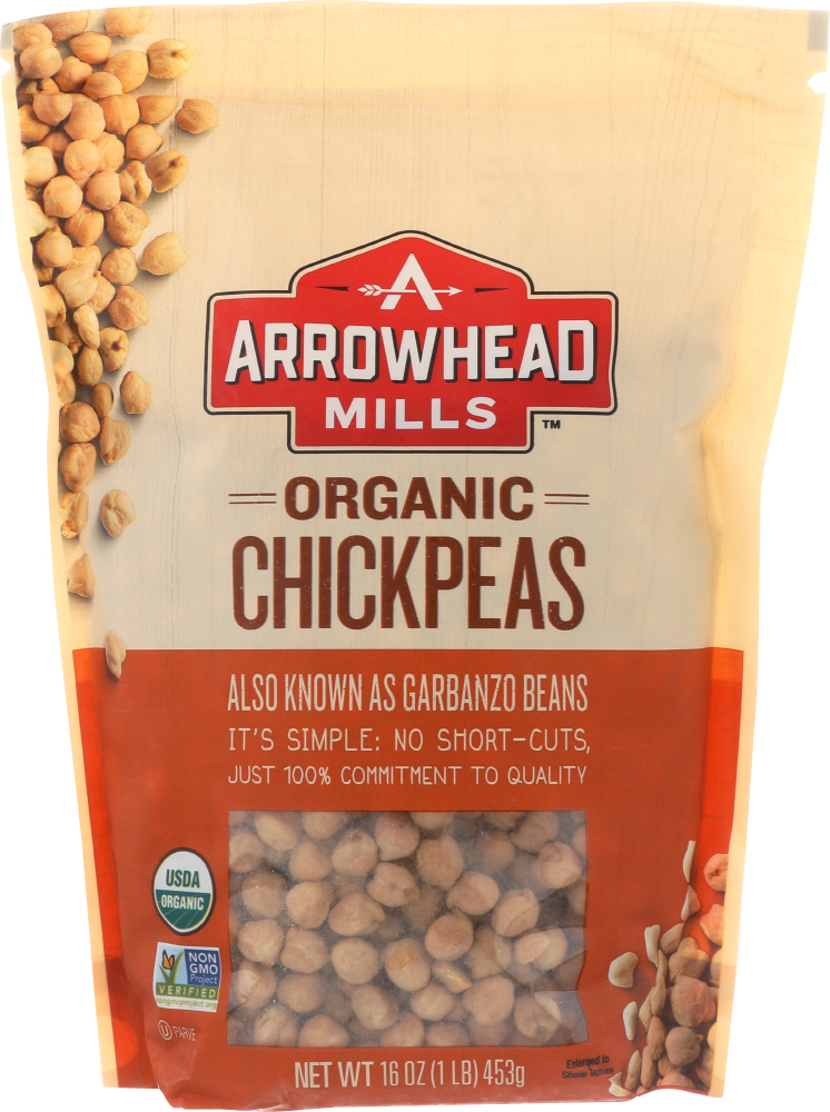 ARROWHEAD MILLS: Organic Garbanzos Chickpeas, 16 oz - 0074333476542