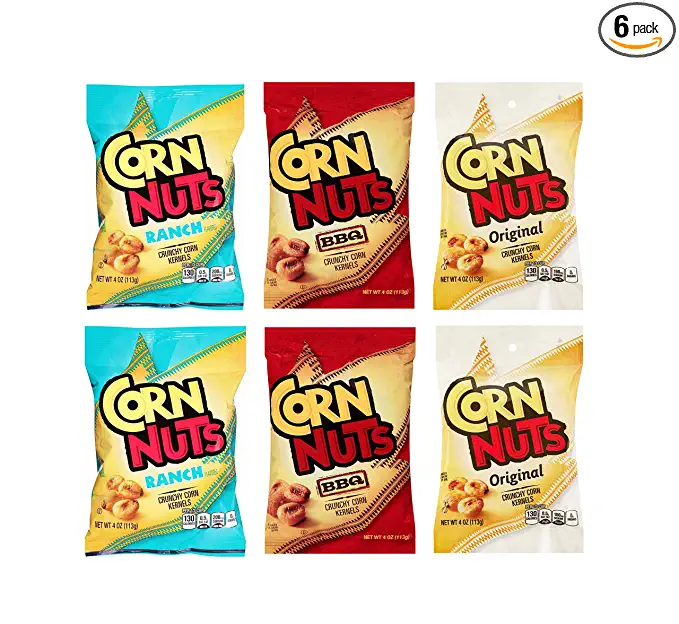  Corn Nuts Classic Flavors 4oz Size - 2 of Each Original, BBQ and Ranch (Pack of 6) - 074403725297