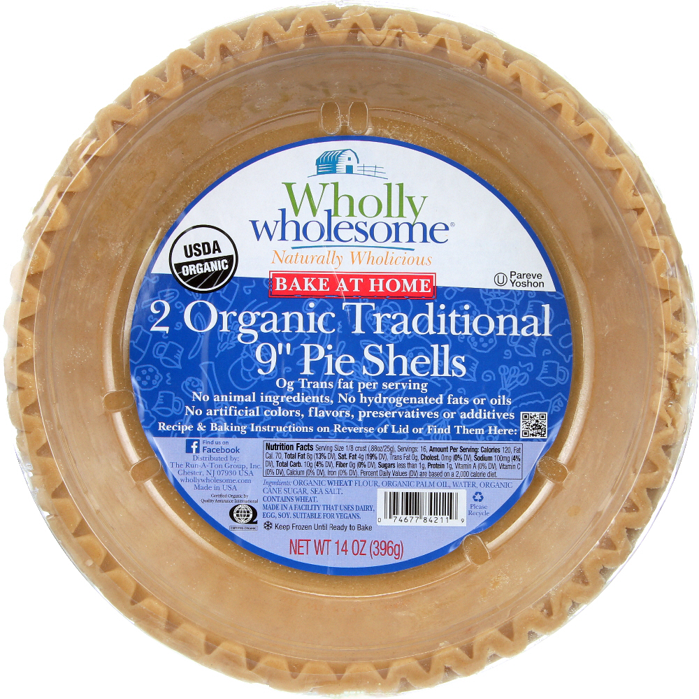 WHOLLY WHOLESOME: Bake at Home Pie Shells Organic Traditional 9 Inch, 14 oz - 0074677842119