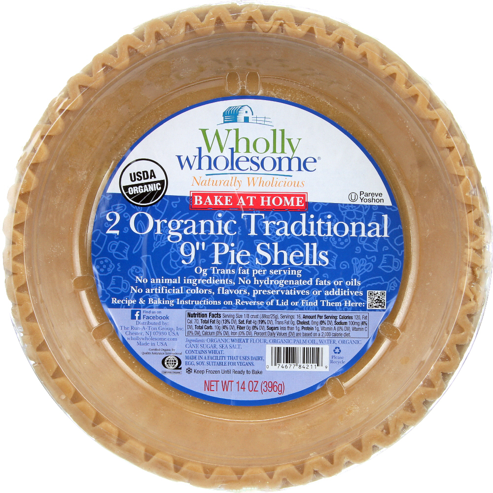 2 Organic Traditional 9 Pie Shells - 074677842119