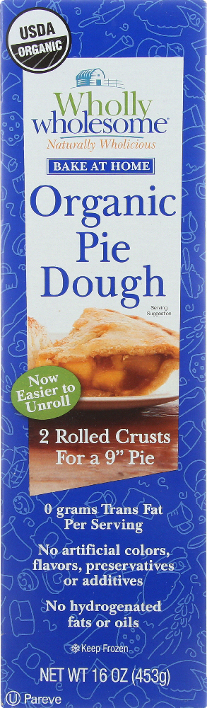 WHOLLY WHOLESOME: Organic Pie Dough 2 Rolled Crusts, 16 oz - 0074677842140