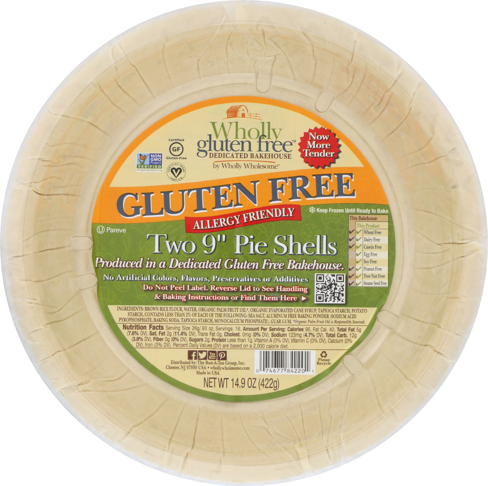 WHOLLY WHOLESOME: Gluten Free 9-inch Pie Shell, 14 oz - 0074677842201