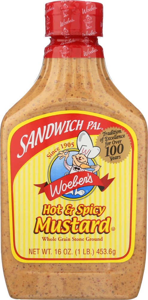 WOEBER: Mustard Sandwich Pal Hot and Spicy, 16 oz - 0074680000803