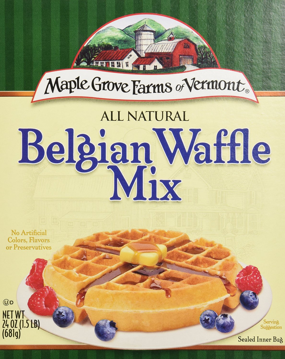  Maple Grove Farms Belgian Waffle Mix, 24 Ounce  - 074683000060