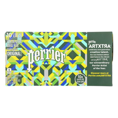 PERRIER: Slim Cans Sparkling Natural Mineral Water (10×8.45 Oz), 84.5 oz - 0074780377430