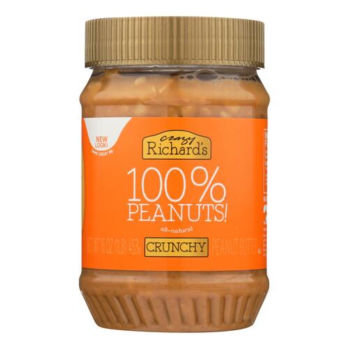 Crazy Richard's All-natural Crunchy Peanut Butter - Case Of 12 - 16 Oz - 074822706594