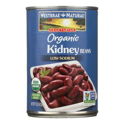 WESTBRAE NATURAL: Vegetarian Organic Kidney Beans, 15 oz - 0074873163230