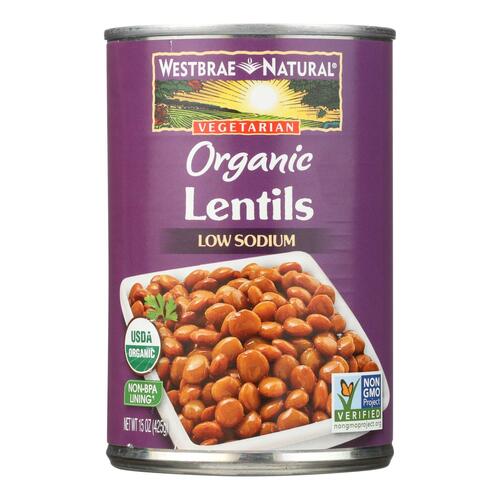 WESTBRAE NATURAL: Vegetarian Organic Lentil Beans, 15 oz - 0074873163308