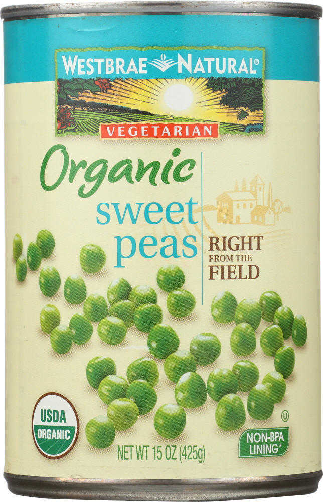 WESTBRAE: Vegetarian Organic Sweet Peas, 15 oz - 0074873170306