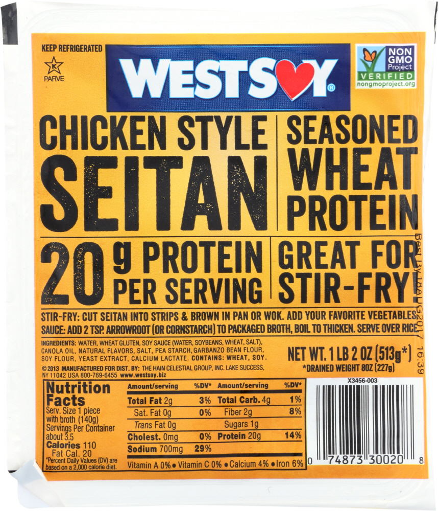 Chicken Style Seitan Seasoned Wheat Protein, Chicken Style - mediterranean
