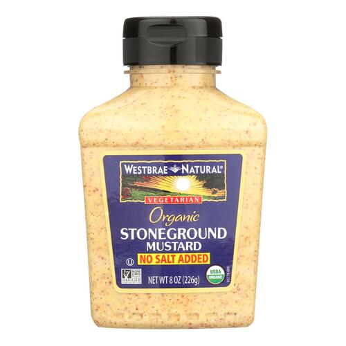 Westbrae No Salt Added Stoneground Mustard - Case Of 12 - 8 Oz - 074873868708