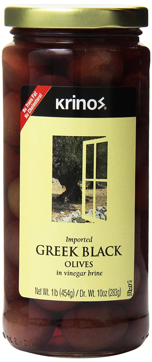 KRINOS: Greek Black Olives, 16 oz - 0075013264008