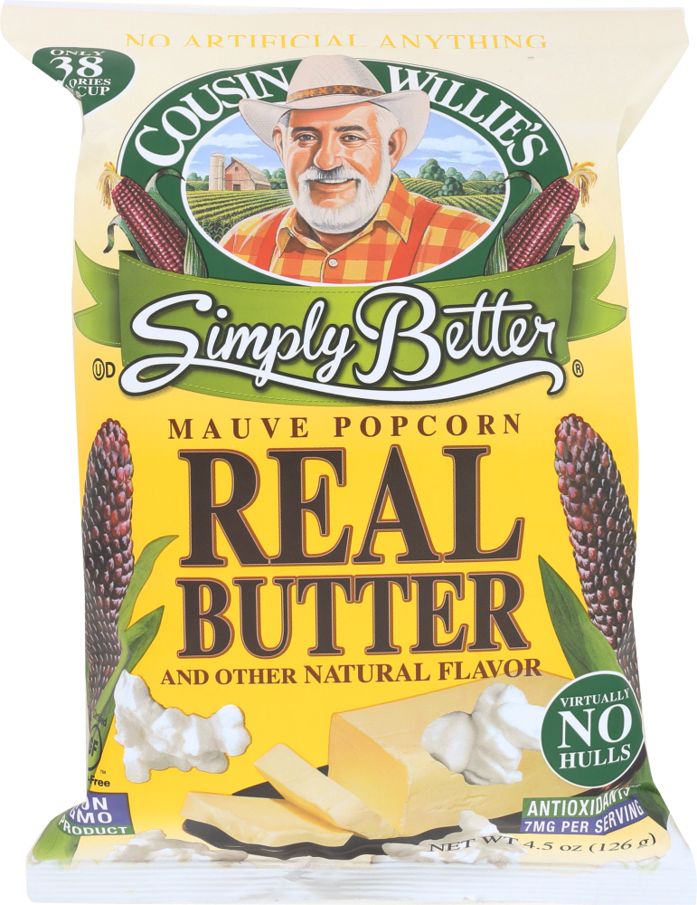 COUSIN WILLIES SIMPLY BETTER: Popcorn Real Butter, 4.5 oz - 0075201007011