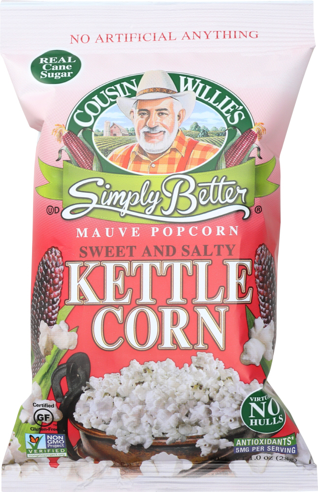 COUSIN WILLIES SIMPLY BETTER: Popcorn Kettle Corn Sweet and Salty, 1 oz - 0075201007042