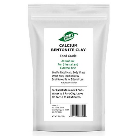 Smart Solutions Calcium Bentonite Clay Food Grade, 2 lb Pure Natures Detoxifier All Natural for Internal and External Use DIY Facial Treatments, Deodorants, Hair Masks etc - 075363001261
