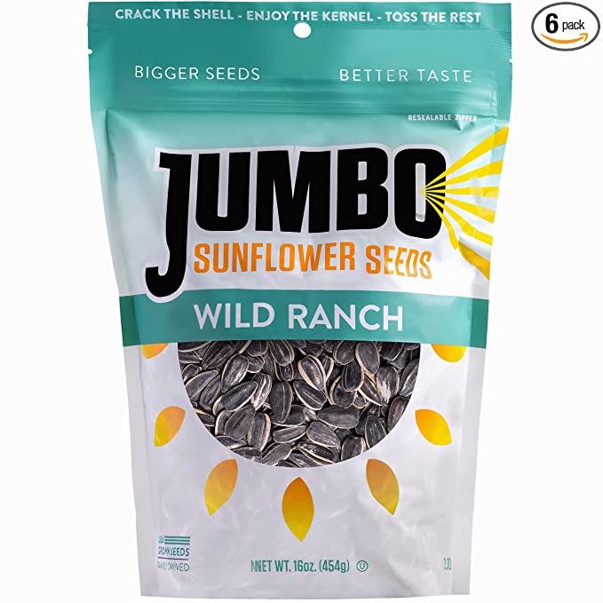 JUMBO SUNFLOWER SEEDS, Ranch, 16-Ounce (Pack of 6) - 075390755991