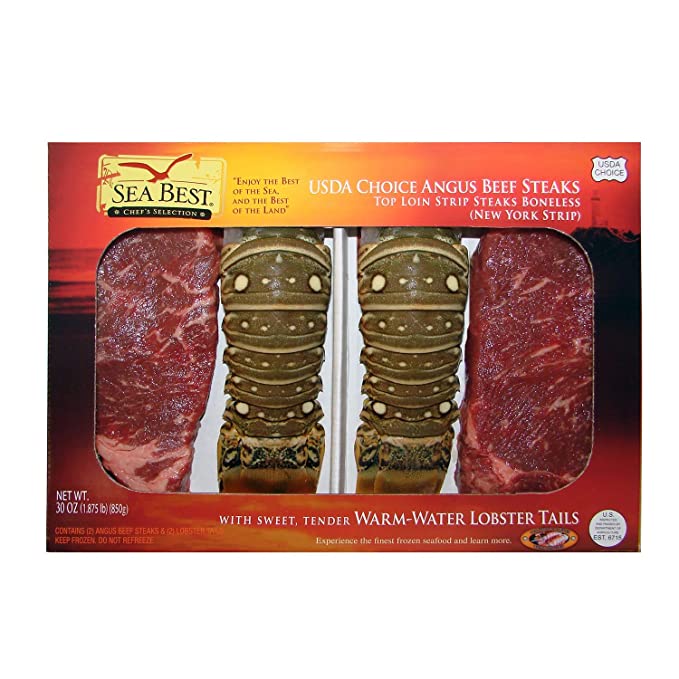 Sea Best NY Strip Steak and Warm Water Lobster Surf and Turf, 30 Ounce  - 075391023310