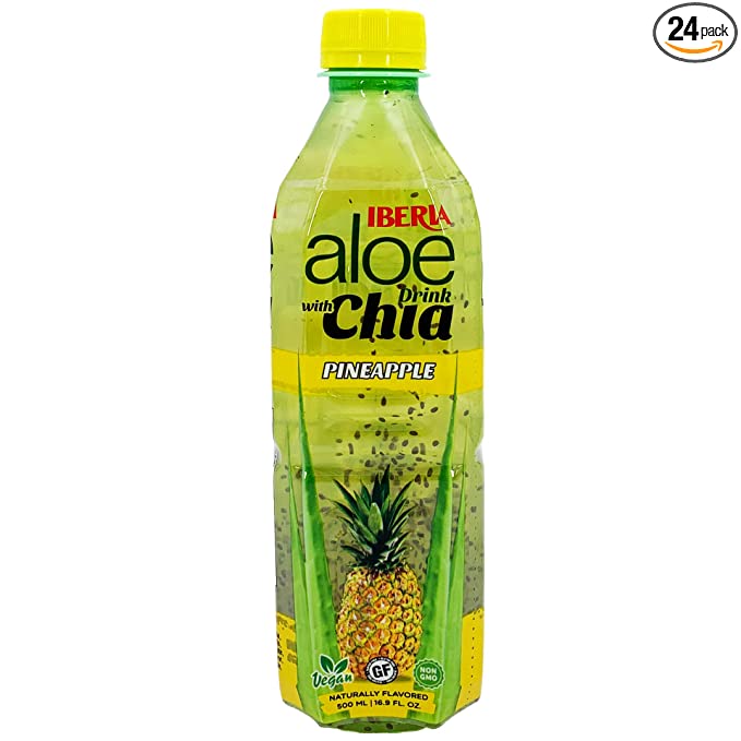  Iberia Aloe Vera Drink with Chia Pineapple 16.9 oz (Pack of 24)  - 075669157327