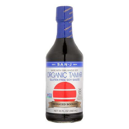 SAN J: Sauce Soy Tamari Gluten Free Wheat Free Low Sodium, 20 oz - 0075810004357