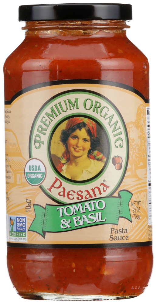 PAESANA: Sauce Tomato and Basil Organic, 25 oz - 0076050800211