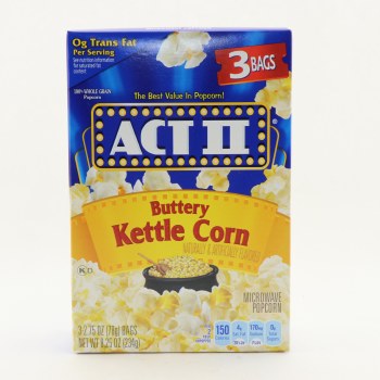 ACT II Buttery Kettle Corn, 8.25 OZ - 0076150232073