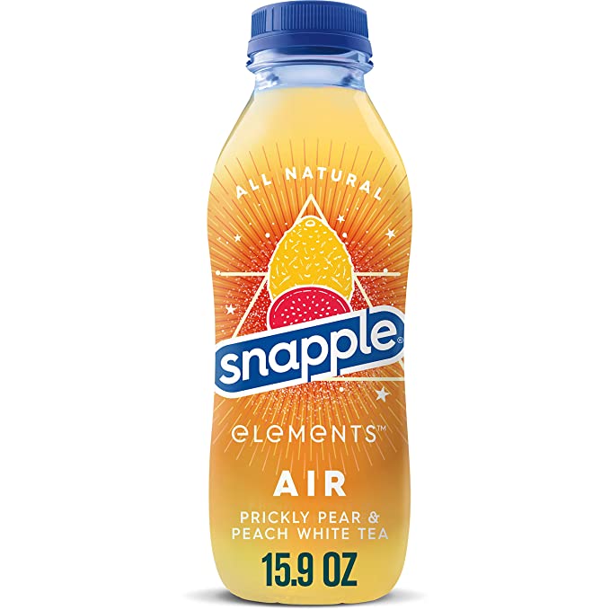Snapple Elements Air Prickly Pear & Peach White Tea, 15.9 Fl Oz Recycled Plastic Bottle - 076183008348