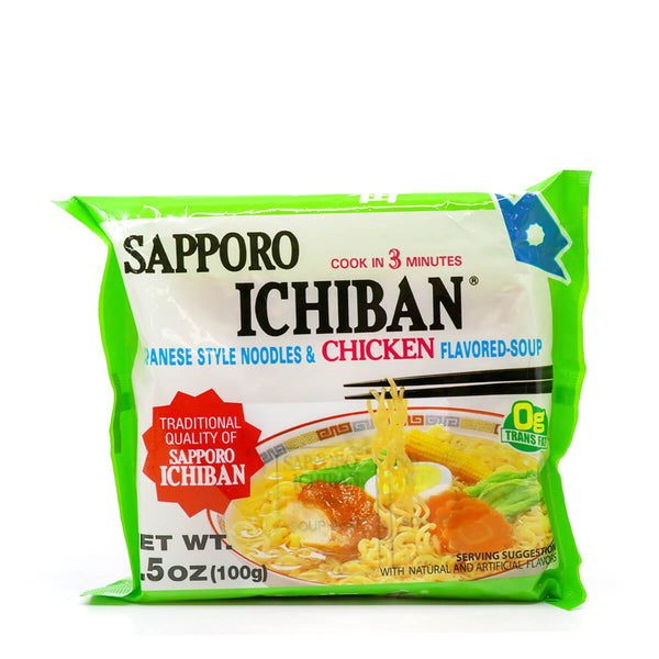 SAPPORO ICHIBAN: Chicken Japanese Style Noodles, 3.5 oz - 00076186000028