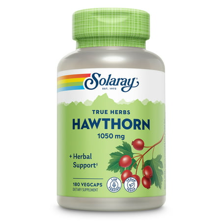 Solaray Hawthorn Berry 1050mg | Healthy Cardiovascular Function & Normal Healthy Circulation | Whole Berry | Non-GMO & Vegan | 180 VegCaps - 076280013412